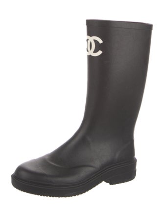 Chanel Interlocking CC Logo Rubber Rain Boots