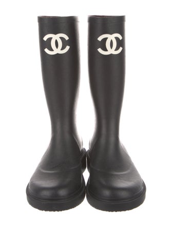 Chanel Interlocking CC Logo Rubber Rain Boots