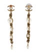 Chanel Faux Pearl & Strass CC Twisted Chain Drop Earrings