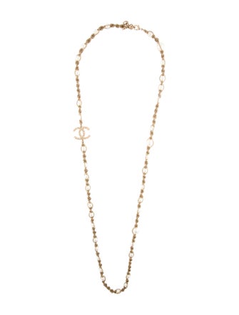 Chanel Faux Pearl & Diamond CC Twisted Chain Necklace