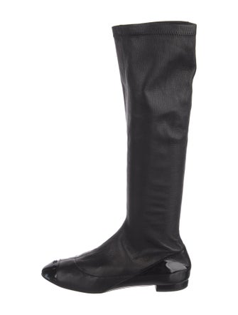 Chanel Interlocking CC Logo Leather Riding Boots