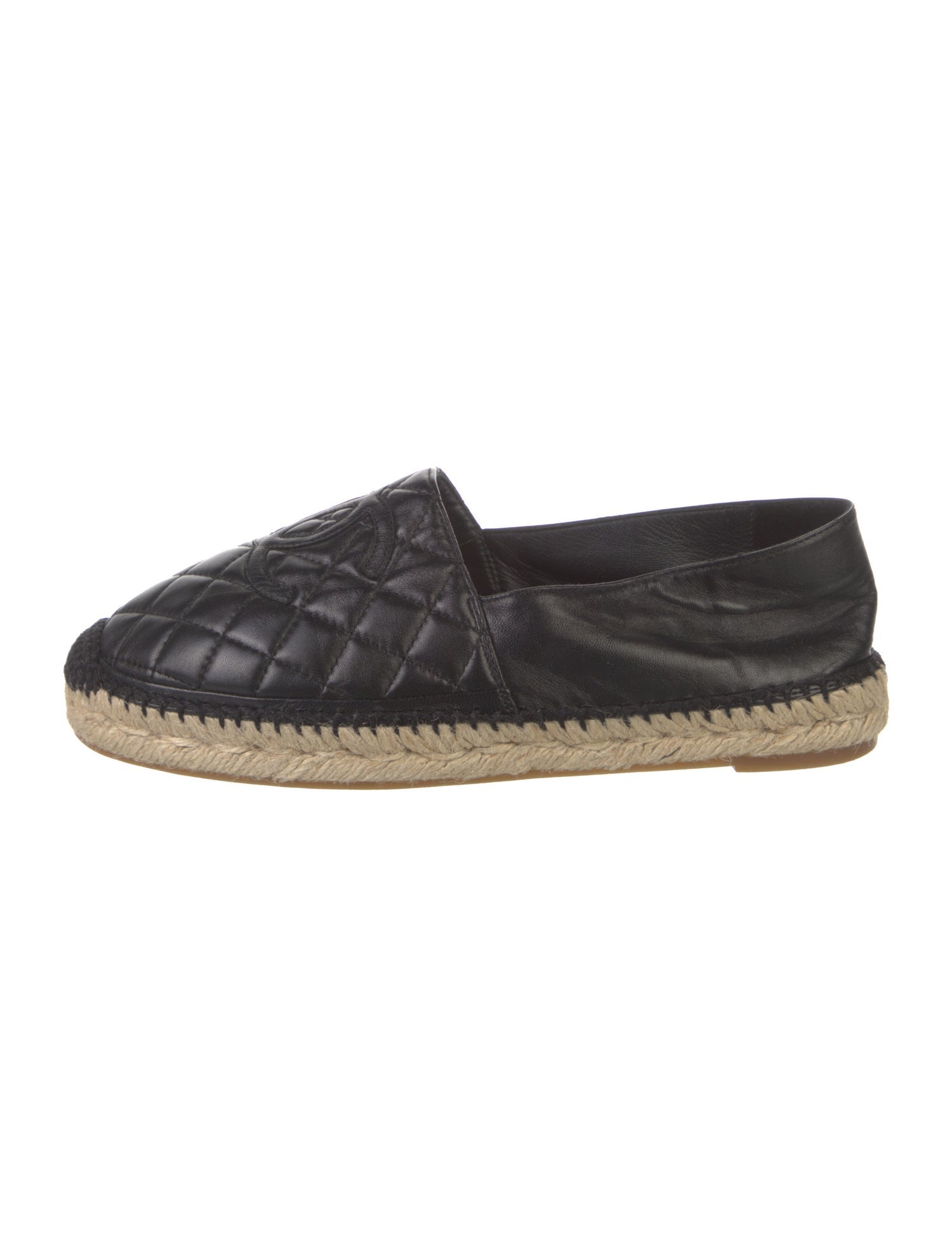 Chanel Interlocking CC Logo Leather Espadrilles