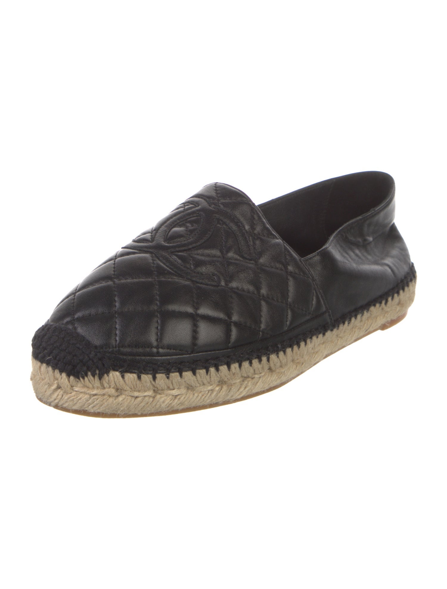 Chanel Interlocking CC Logo Leather Espadrilles