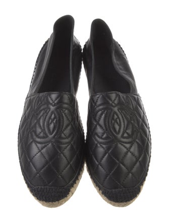 Chanel Interlocking CC Logo Leather Espadrilles