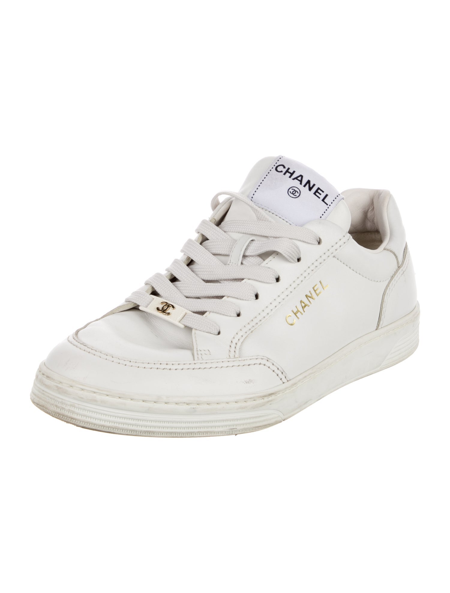 Chanel Interlocking CC Logo Leather Sneakers