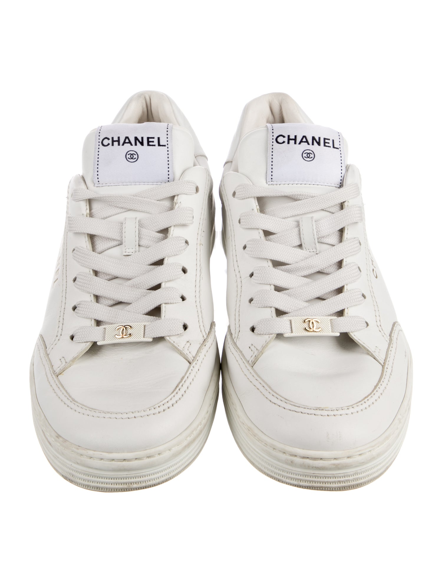 Chanel Interlocking CC Logo Leather Sneakers