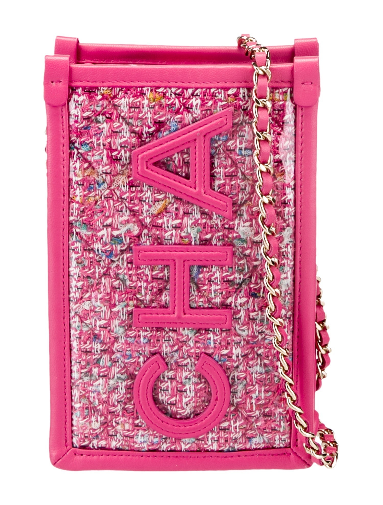 Chanel Tweed PVC Clutch w/ Chain