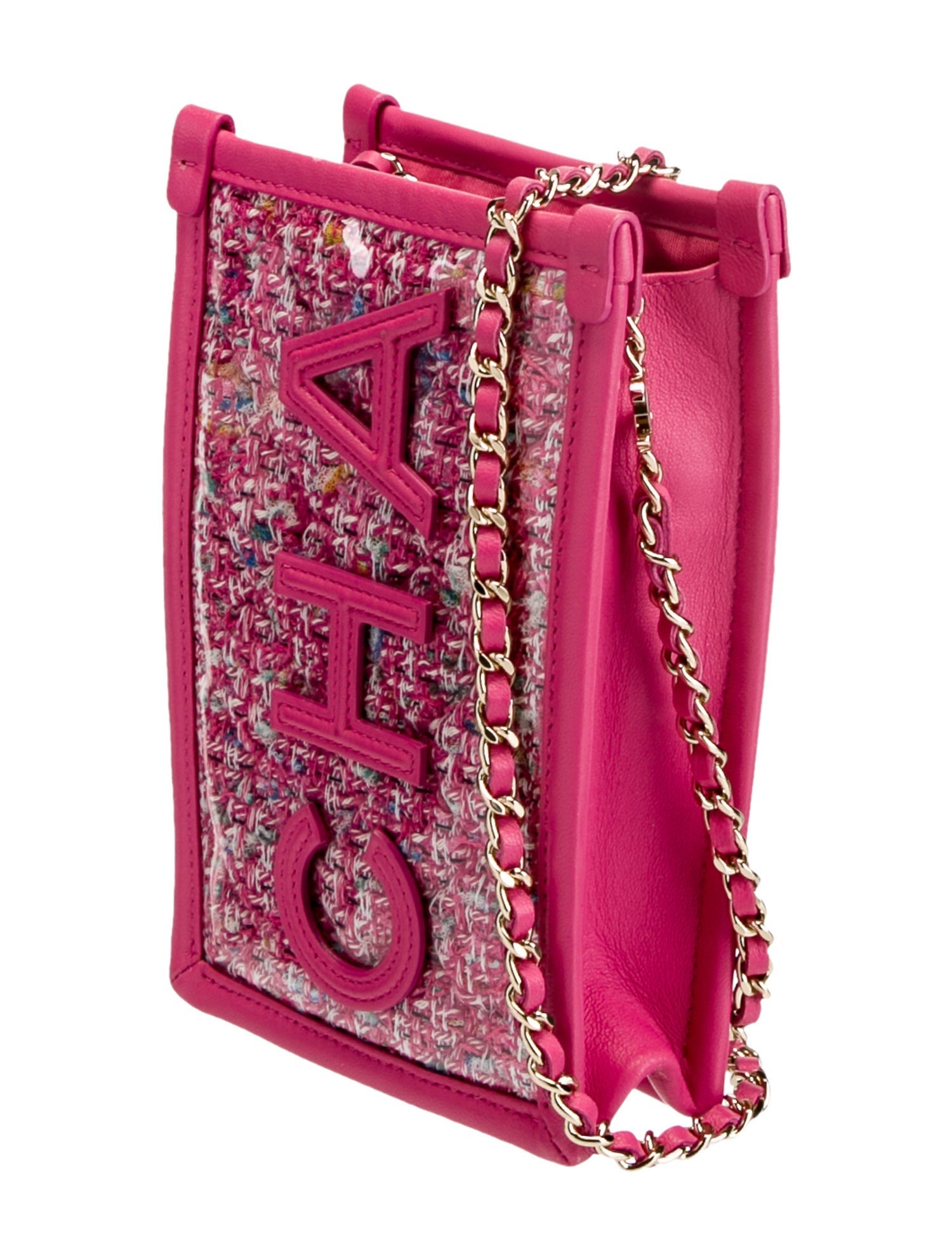 Chanel Tweed PVC Clutch w/ Chain