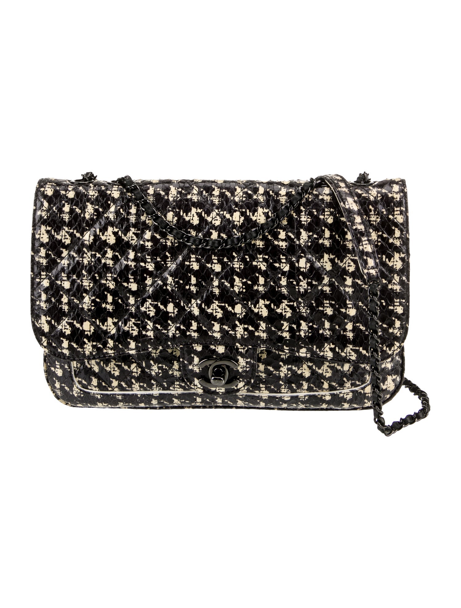 Chanel Houndstooth Python Flap Bag