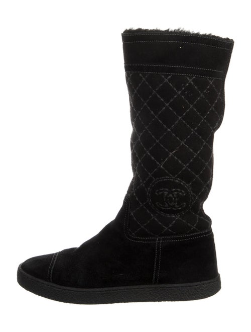 Chanel Interlocking CC Logo Suede Boots