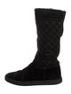 Chanel Interlocking CC Logo Suede Boots