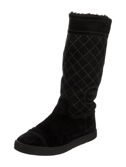 Chanel Interlocking CC Logo Suede Boots