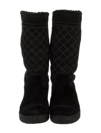 Chanel Interlocking CC Logo Suede Boots