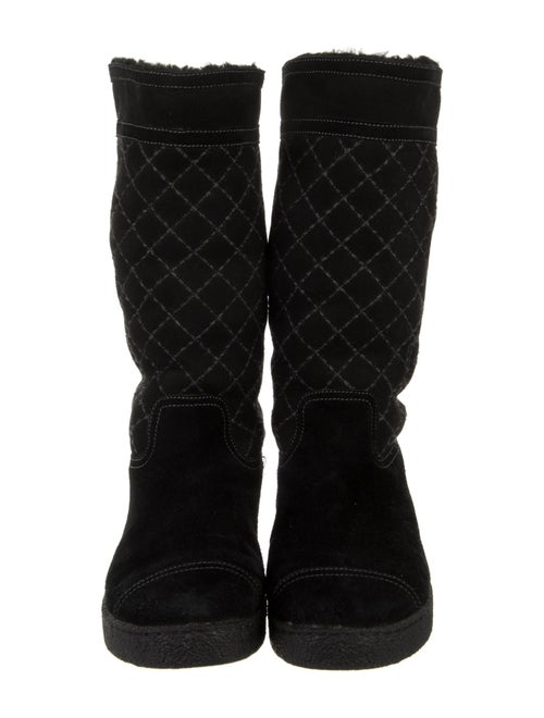 Chanel Interlocking CC Logo Suede Boots