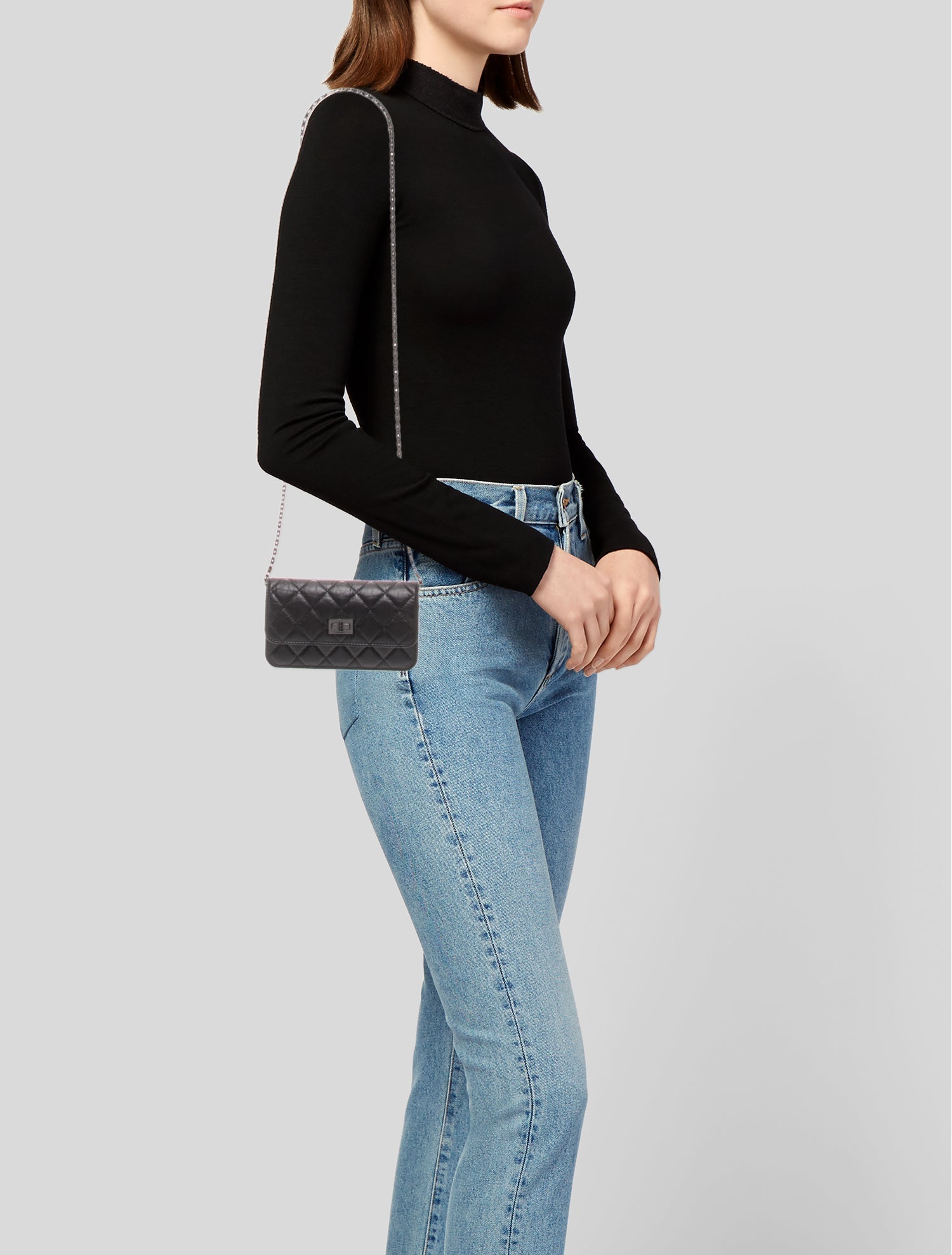 Chanel Reissue So Black Phone Holder w/ Chain