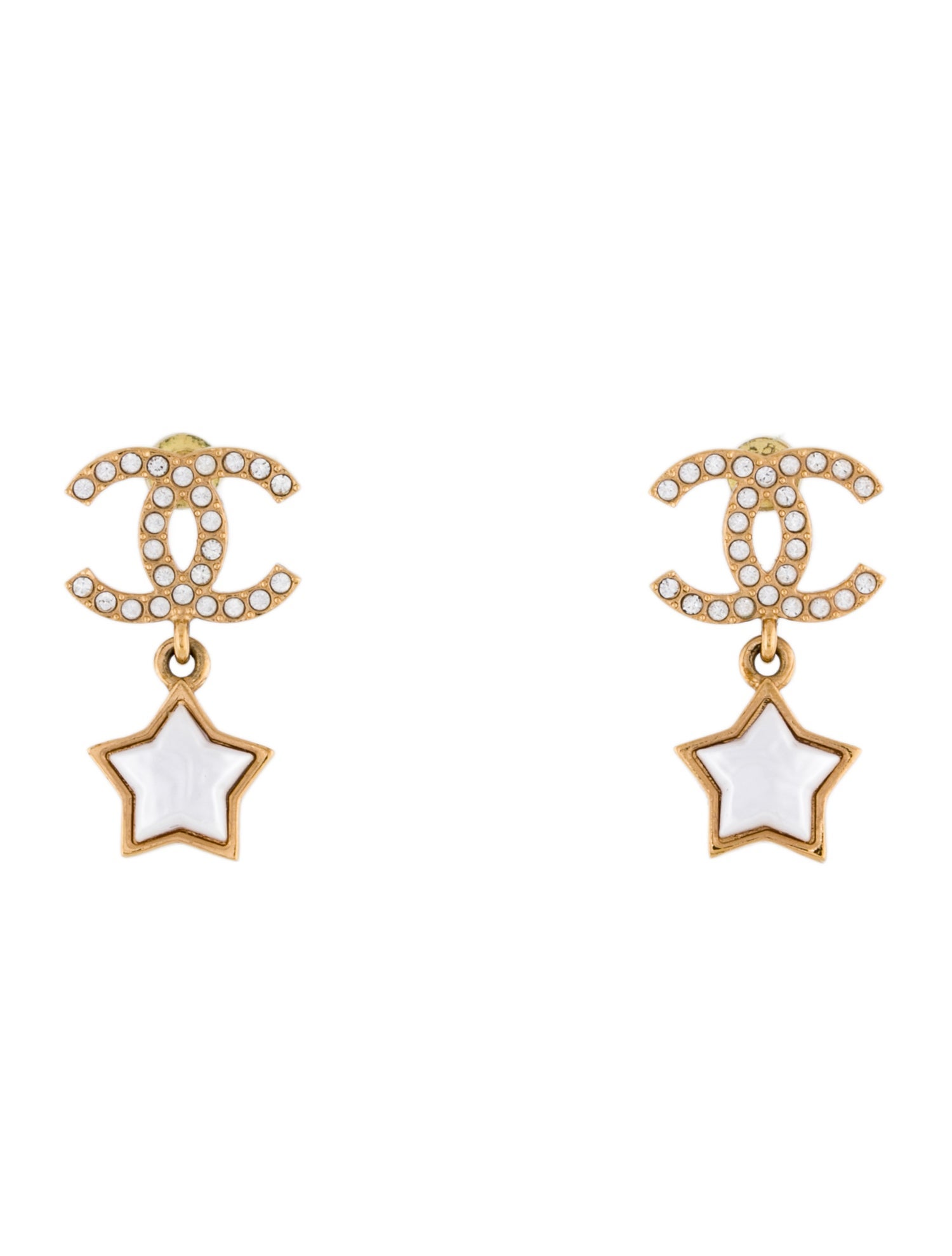Chanel 2024 Faux Pearl & Strass CC Drop Earrings