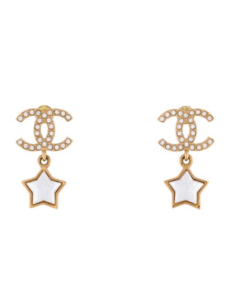 Chanel 2024 Faux Pearl & Strass CC Drop Earrings