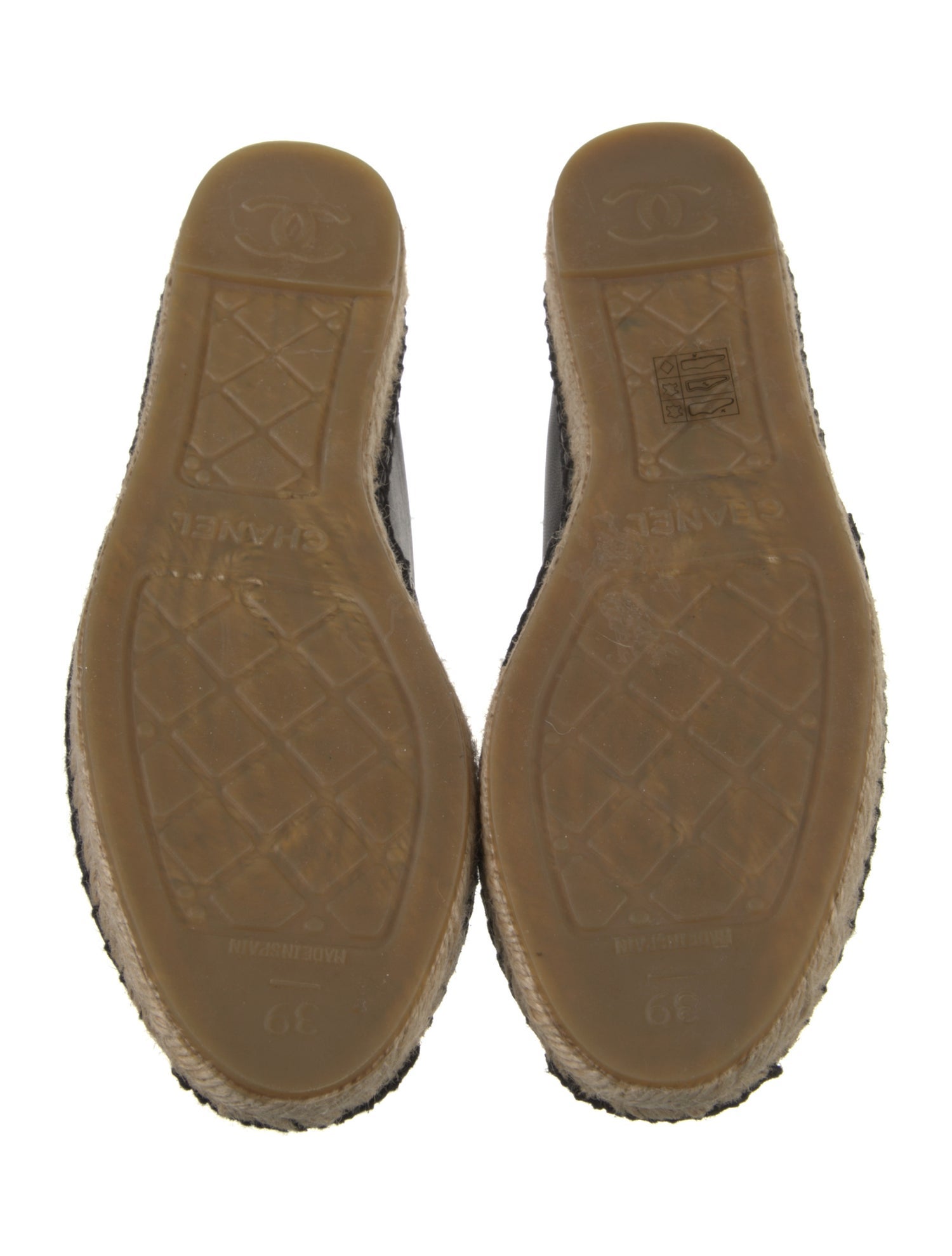 Chanel Interlocking CC Logo Leather Espadrilles