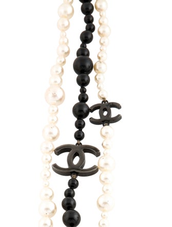 Chanel Faux Pearl & Resin CC Bead Multistrand Necklace
