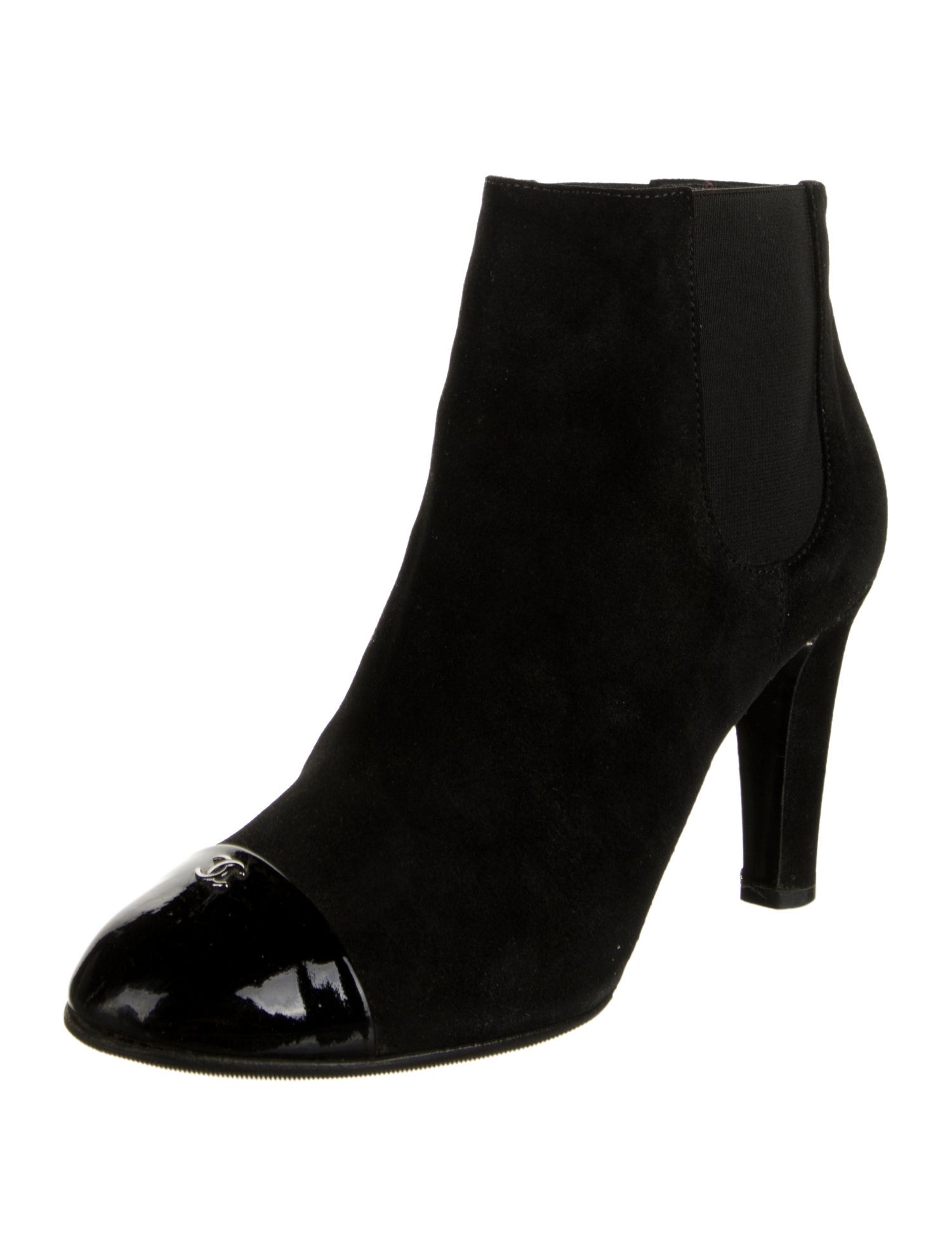 Chanel Interlocking CC Logo Suede Chelsea Boots