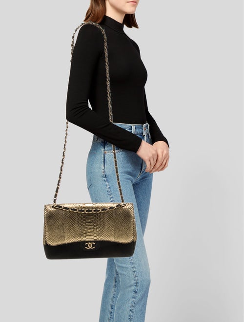 Chanel Python Jumbo Double Flap Bag