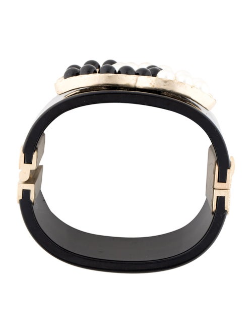 Chanel Faux Pearl & Resin Hinged CC Bracelet