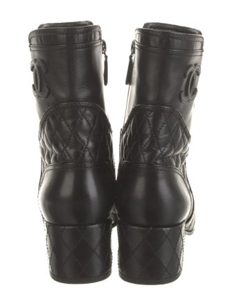 Chanel Interlocking CC Logo Leather Combat Boots