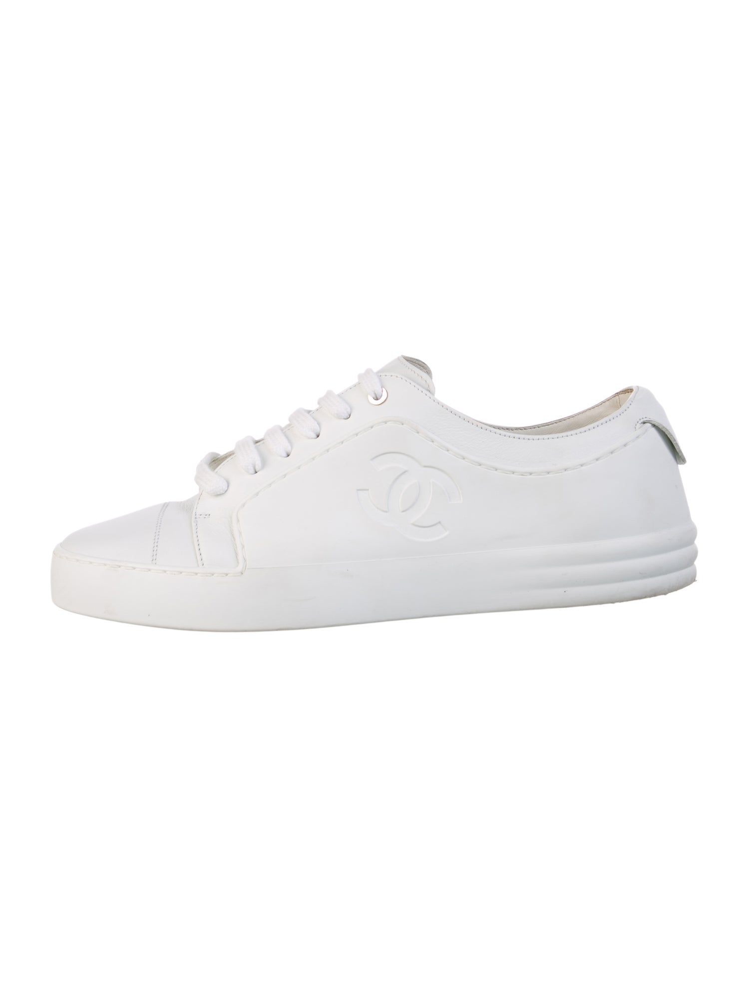 Chanel Interlocking CC Logo Leather Sneakers