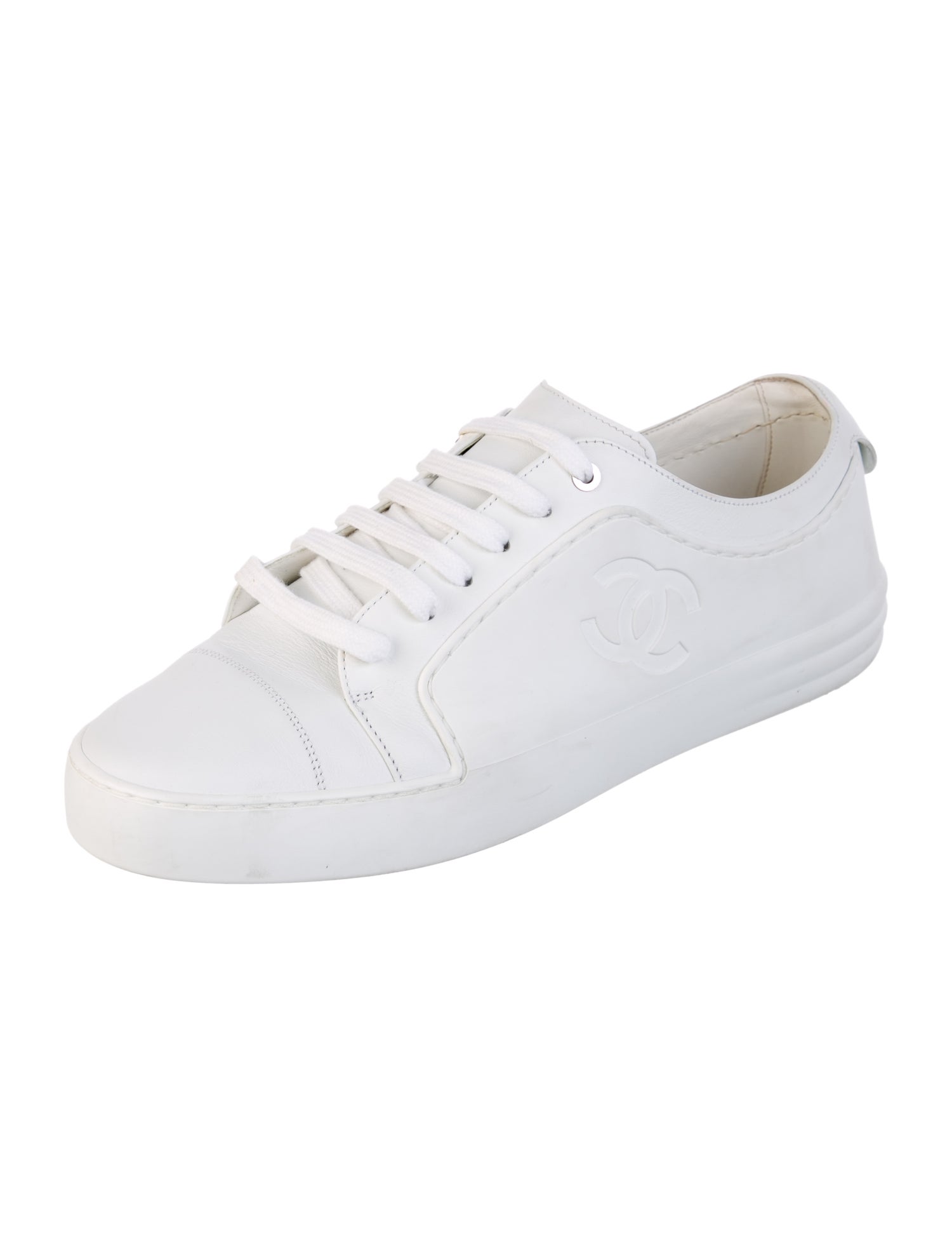 Chanel Interlocking CC Logo Leather Sneakers