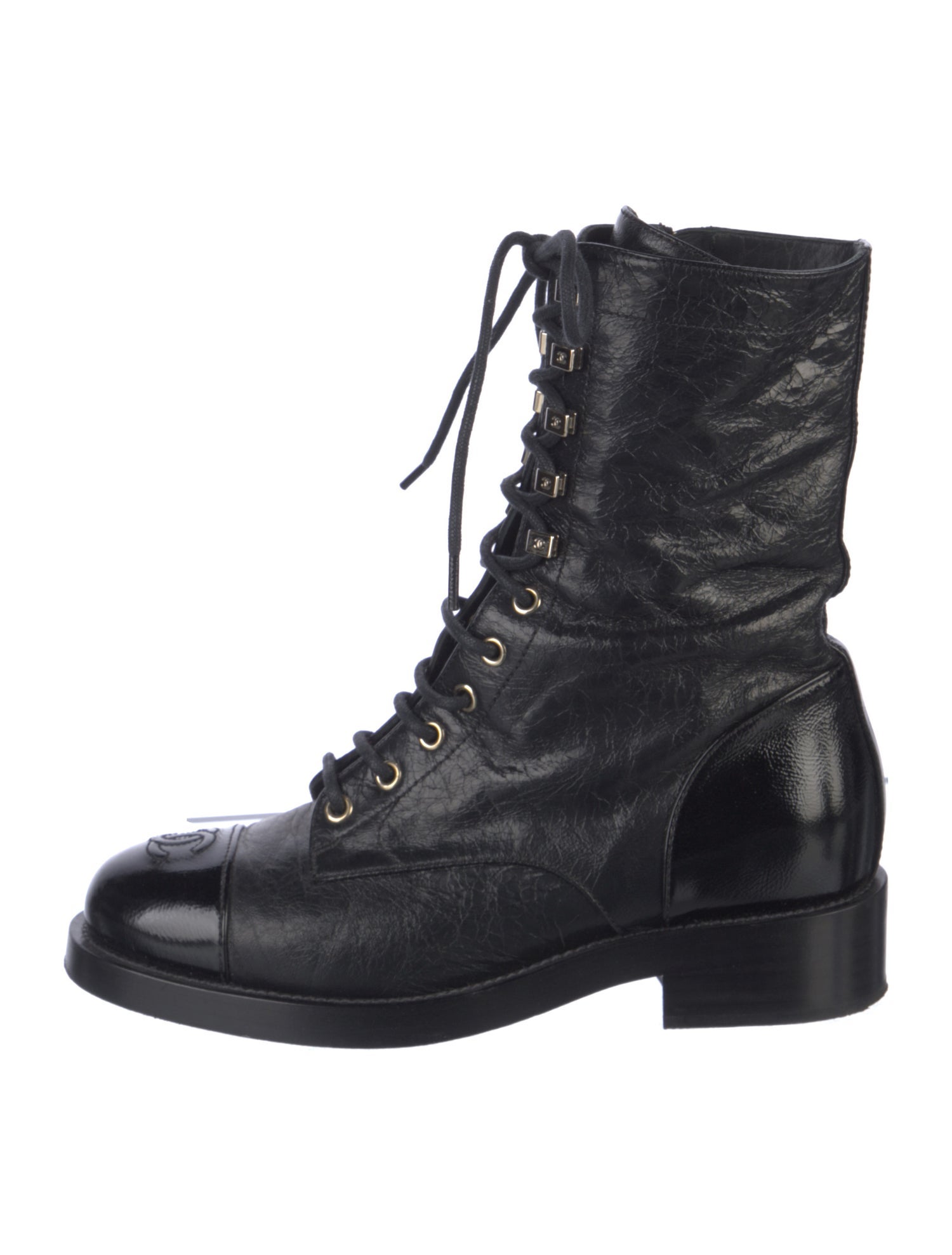 Chanel 2021 Interlocking CC Logo Combat Boots