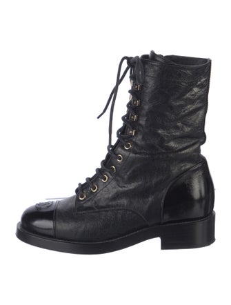 Chanel 2021 Interlocking CC Logo Combat Boots