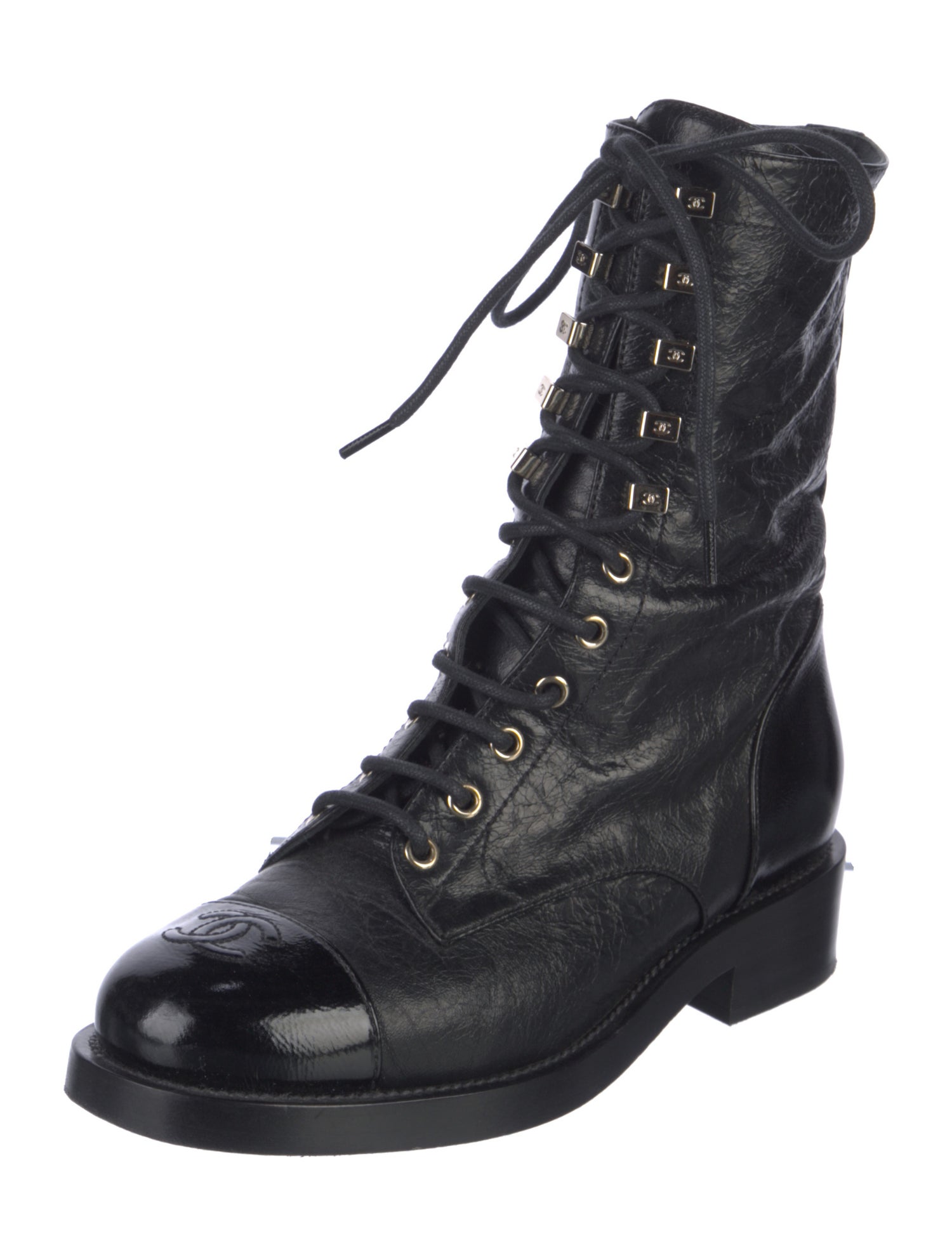Chanel 2021 Interlocking CC Logo Combat Boots