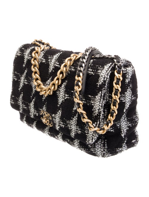 Chanel Houndstooth Tweed Maxi 19 Flap Bag