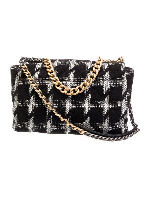 Chanel Houndstooth Tweed Maxi 19 Flap Bag