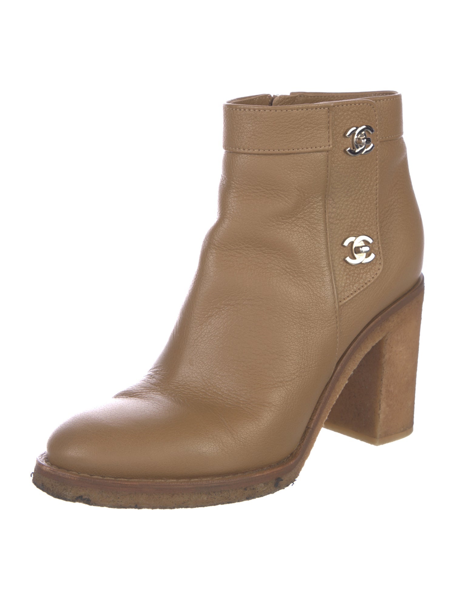 Chanel Interlocking CC Logo Leather Boots