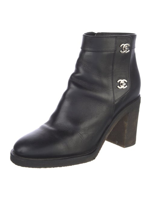 Chanel Interlocking CC Logo Leather Boots