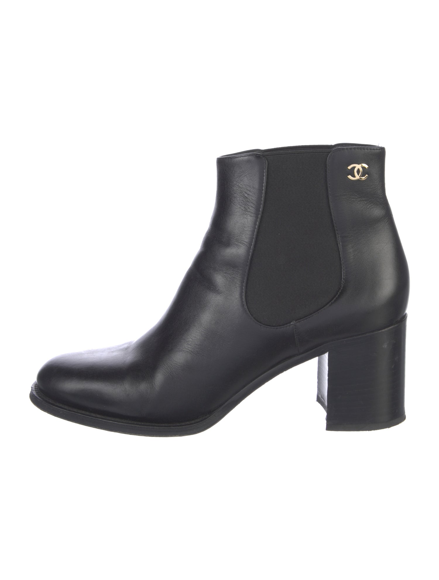 Chanel Interlocking CC Logo Leather Chelsea Boots