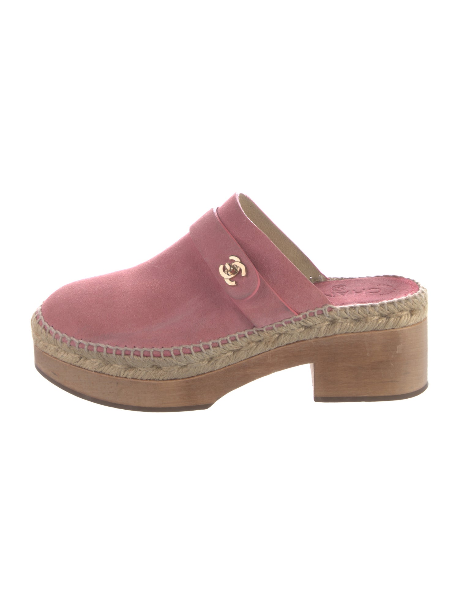 Chanel Interlocking CC Logo Suede Mules
