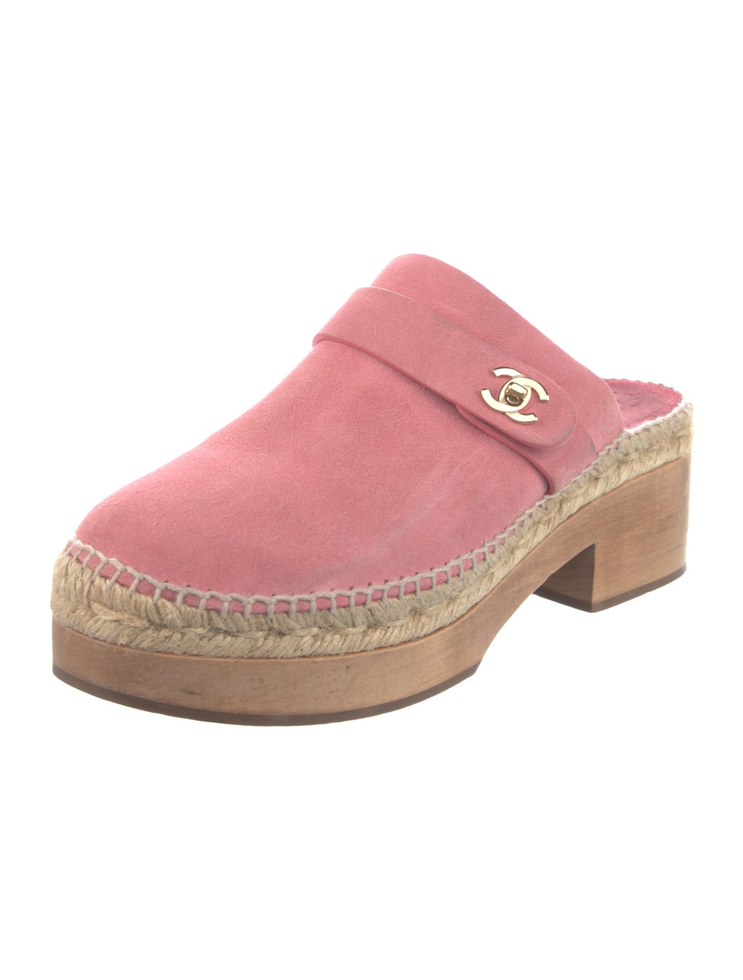Chanel Interlocking CC Logo Suede Mules