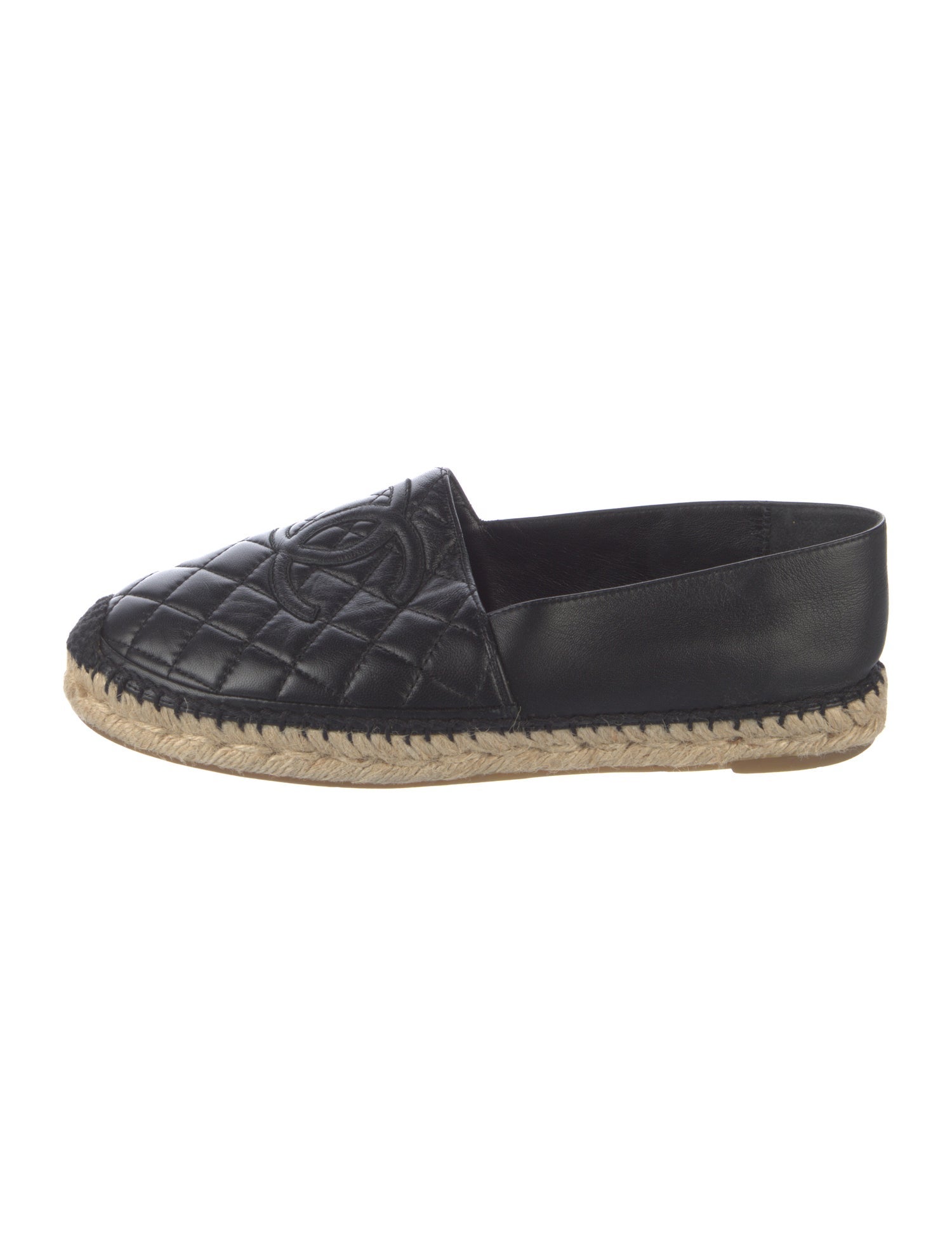 Chanel Interlocking CC Logo Leather Espadrilles