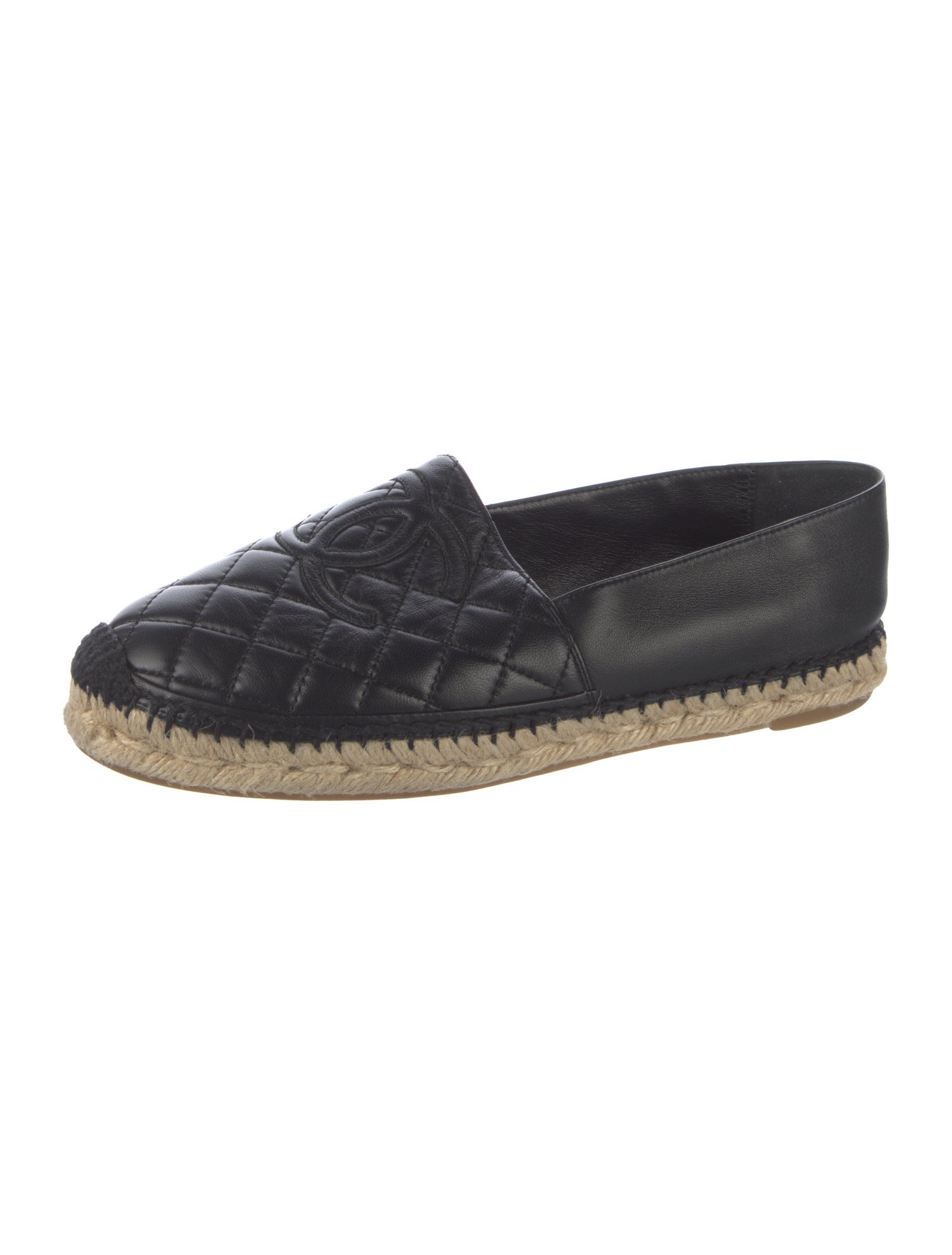 Chanel Interlocking CC Logo Leather Espadrilles