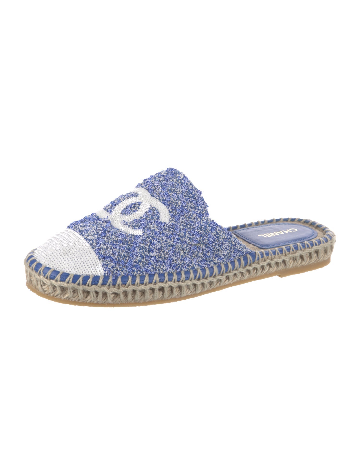 Chanel Interlocking CC Logo Tweed Mules