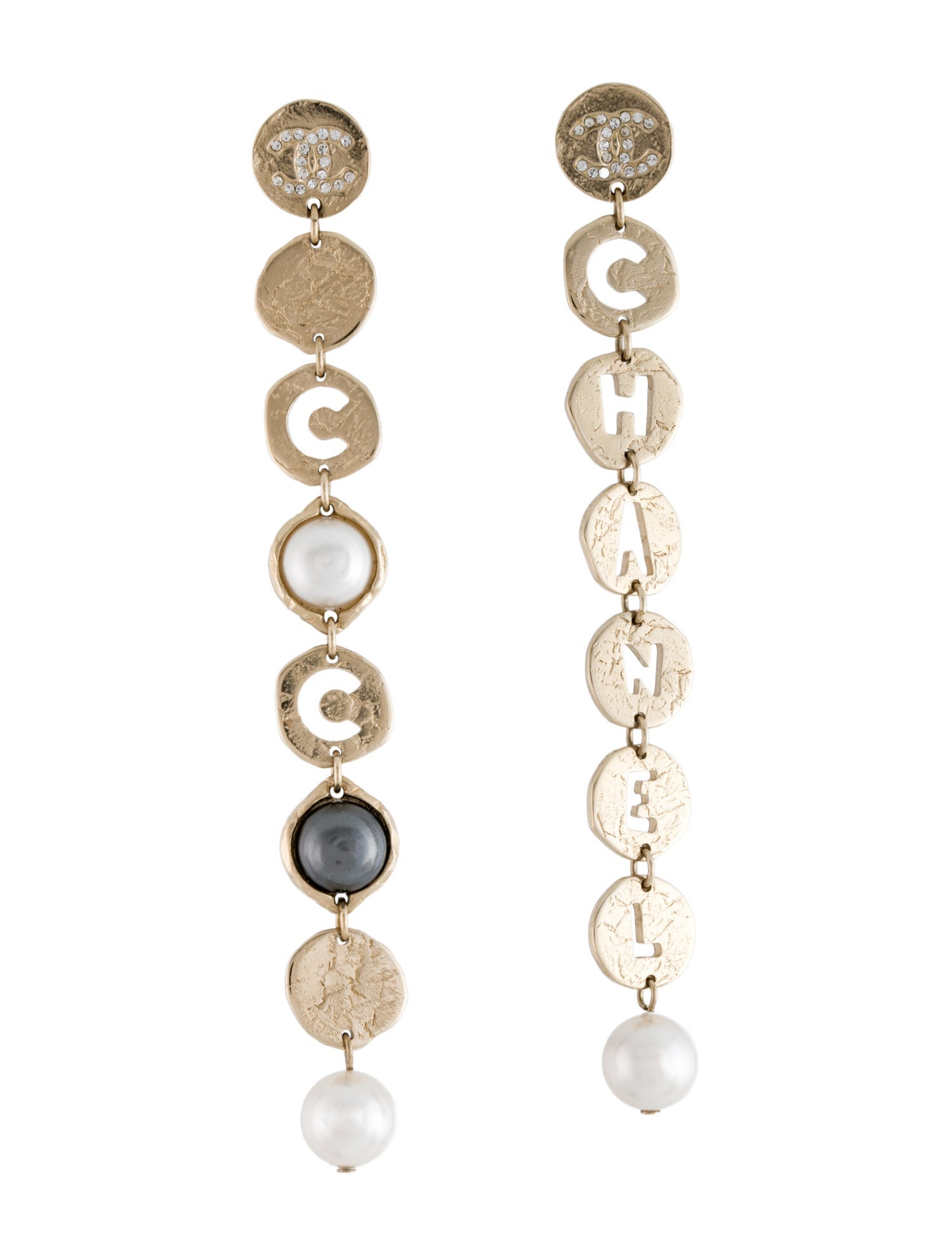 Chanel 2019 Faux Pearl & Strass 'Coco-Chanel' Drop Earrings
