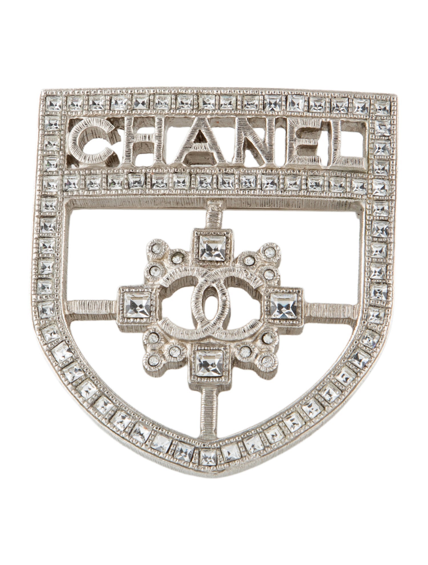 Chanel Strass CC Shield Brooch