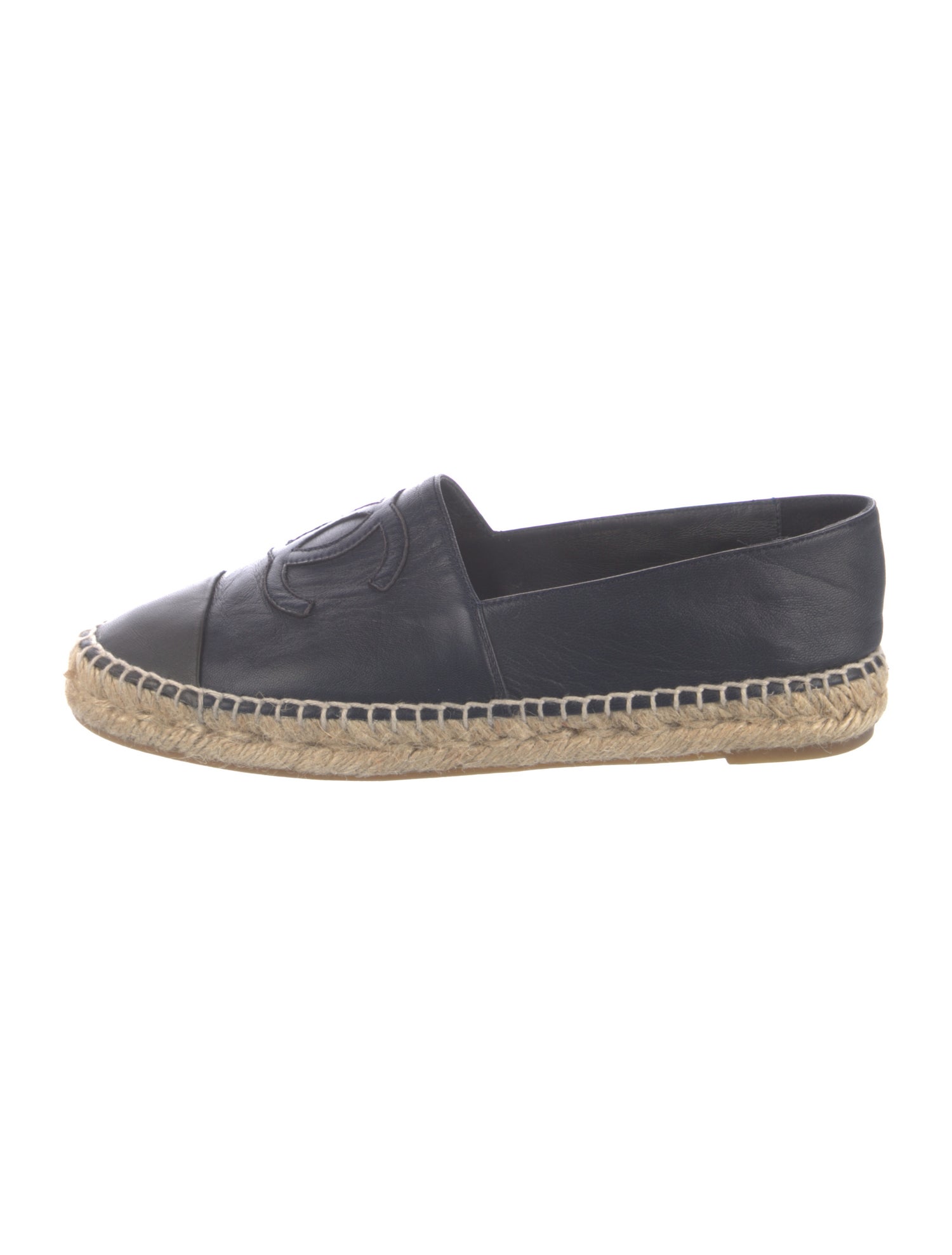 Chanel Interlocking CC Logo Leather Espadrilles