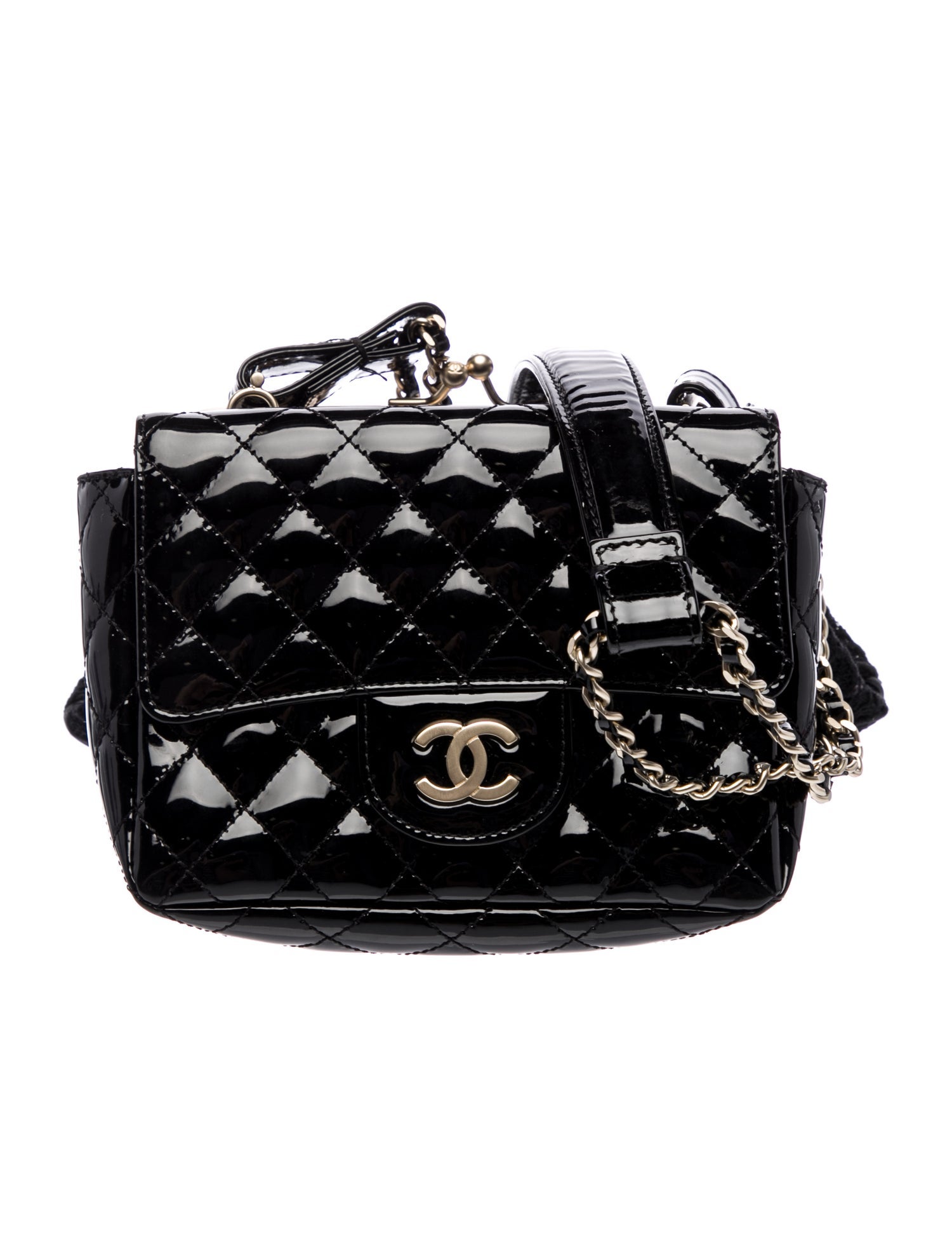 Chanel Quilted Patent Lace Double Bag