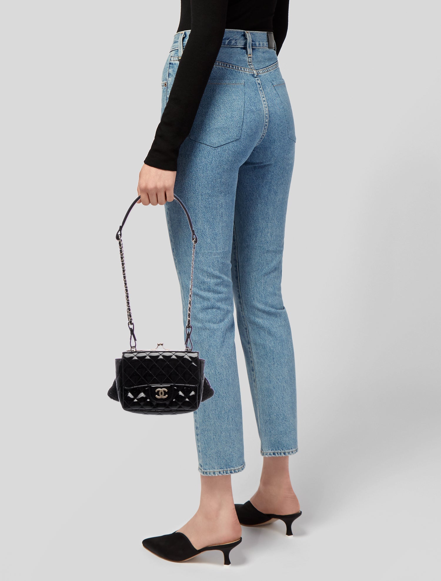 Chanel Quilted Patent Lace Double Bag