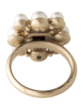 Chanel Faux Pearl, Strass & Resin CC Cocktail Ring