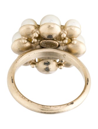 Chanel Faux Pearl, Strass & Resin CC Cocktail Ring