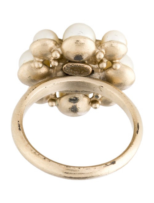 Chanel Faux Pearl, Strass & Resin CC Cocktail Ring